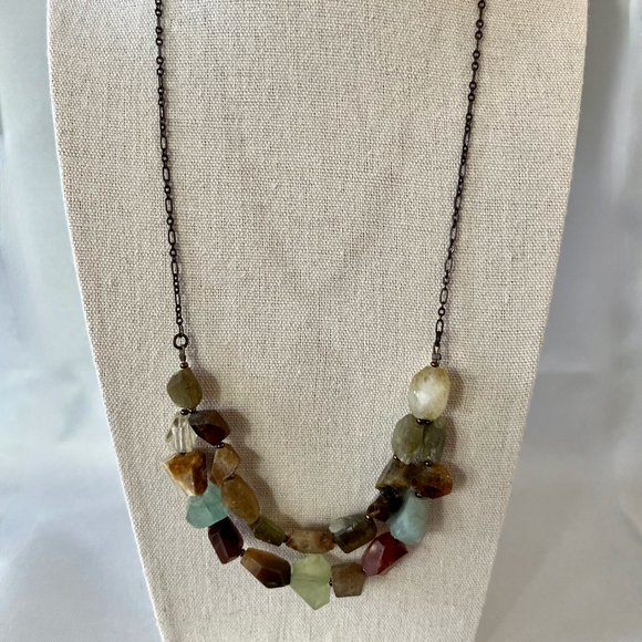 Faceted Semi-Precious Quartz 2 Strand Handmade Necklace One Of A Kind 21" - 24" - Picture 4 of 8